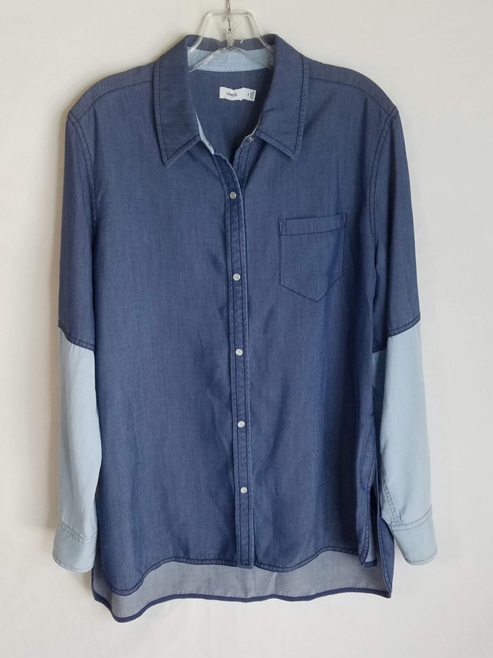 Vince Two-Tone Blue Denim Button-Down Shirt
